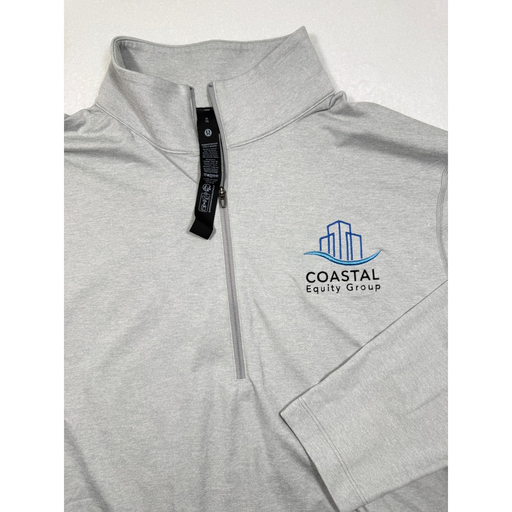 Lululemon Men Grey Golf Jersey QuarterZip Pullover XL Coastal Equity Group Logo